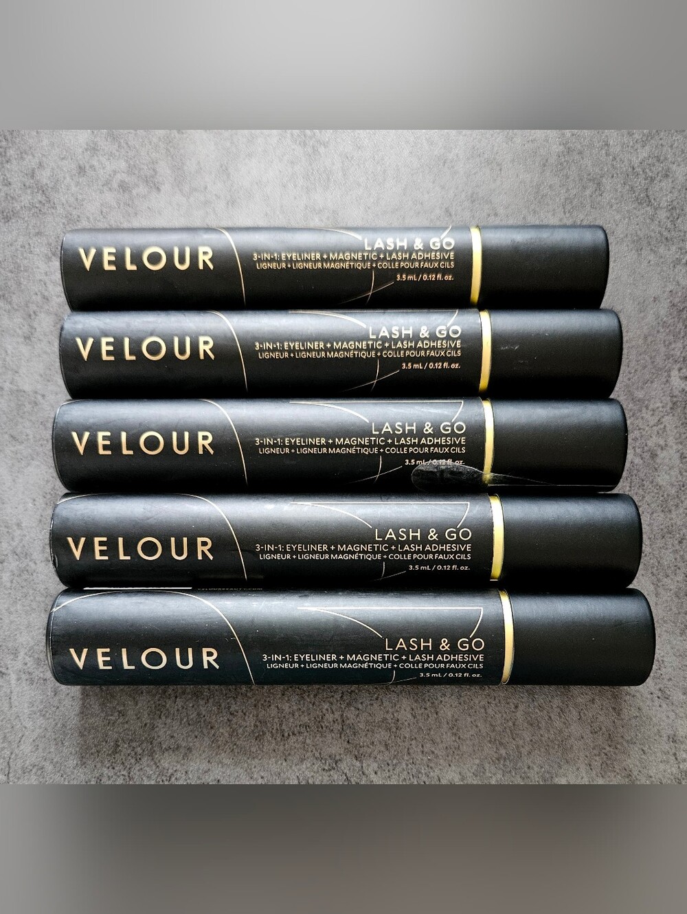 5 tubes Velour Lash & Go 3-in-1 Eyeliner, Magnetic, Lash Adhesive .12 oz NIB!